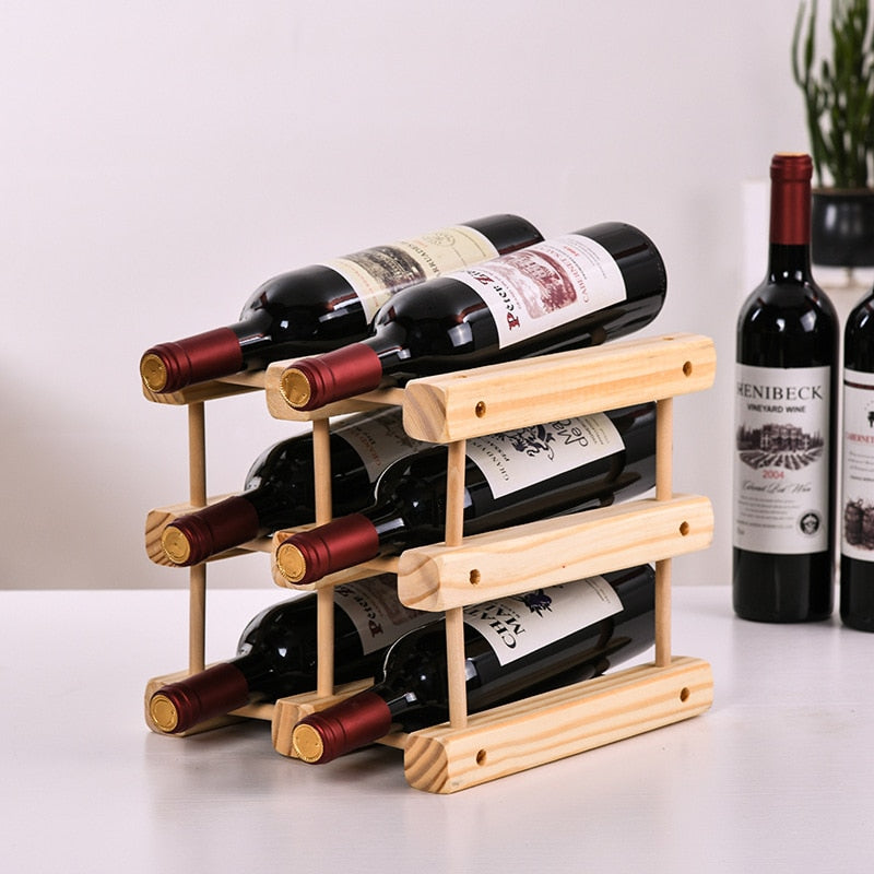 Solid Wood Household Wine Rack with 6 bottles