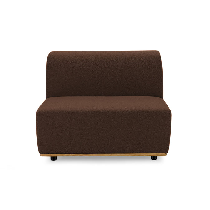 SALER Lounge Chair-solid oak base-choco fabric-front view