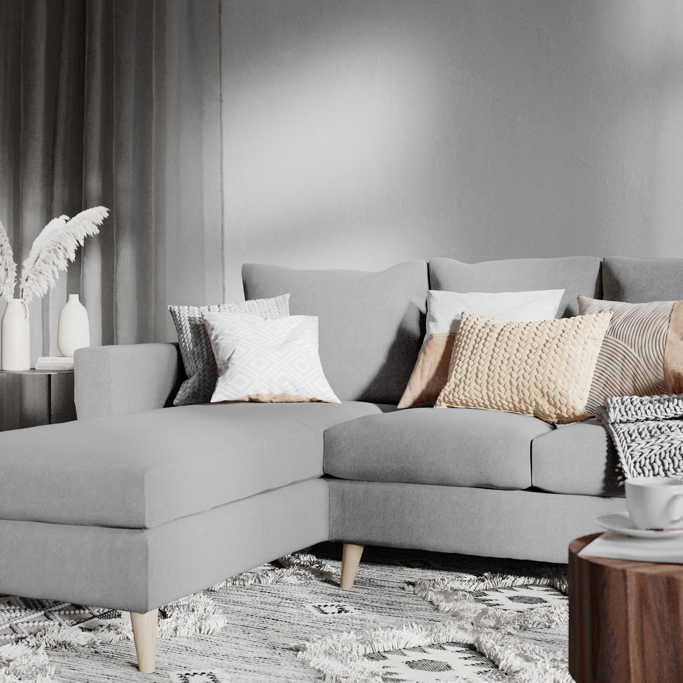 LOVER Corner Sofa Right upholstery colour grey-interior view