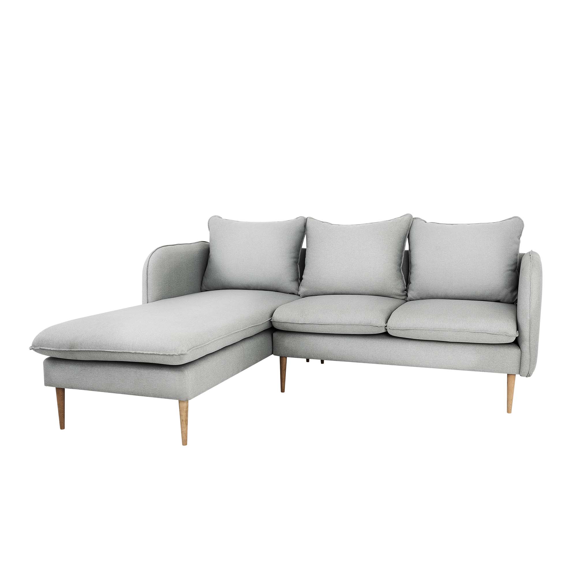 POSH WOOD Corner Sofa Left upholstery colour grey white background