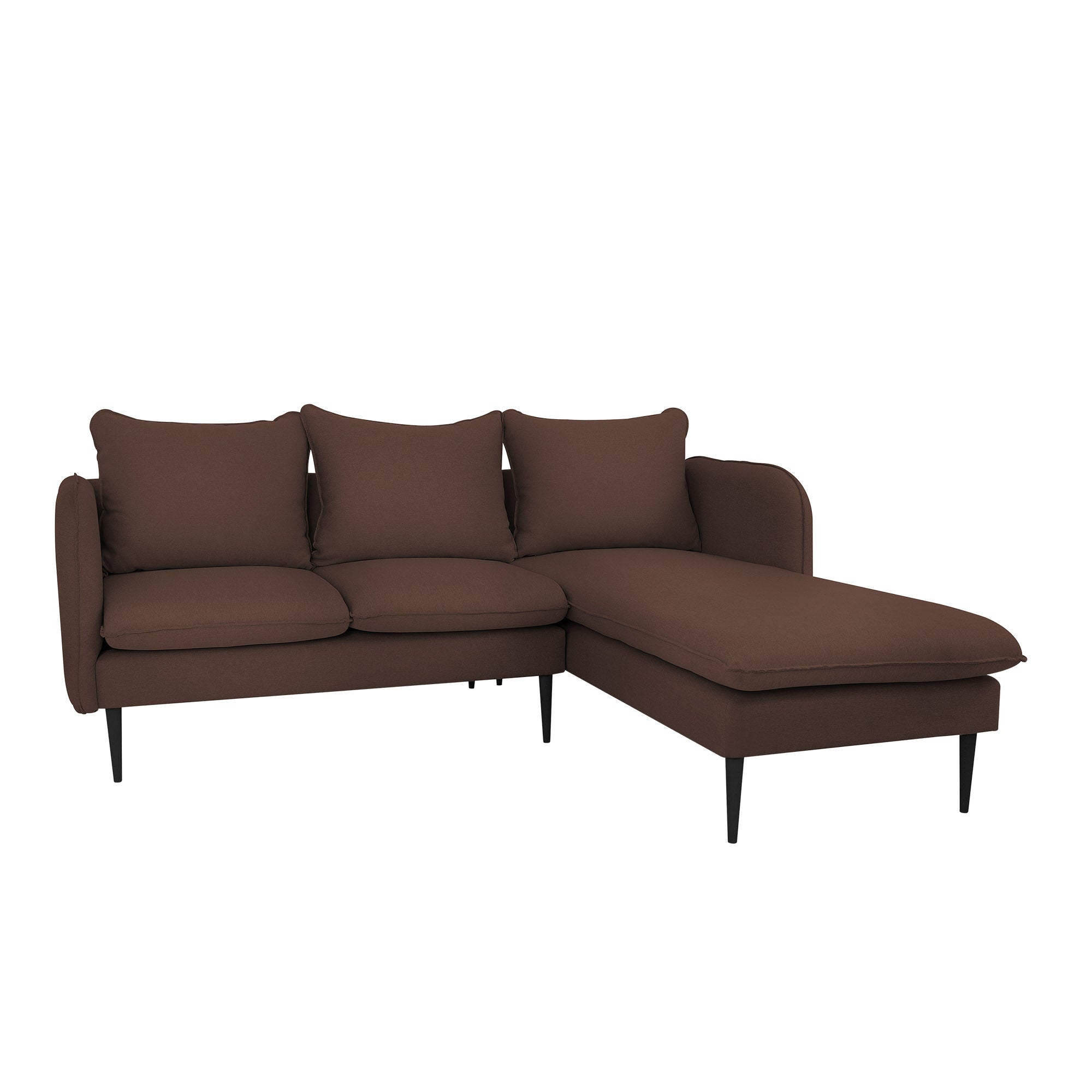 POSH BLACK Corner Sofa Right upholstery colour brown