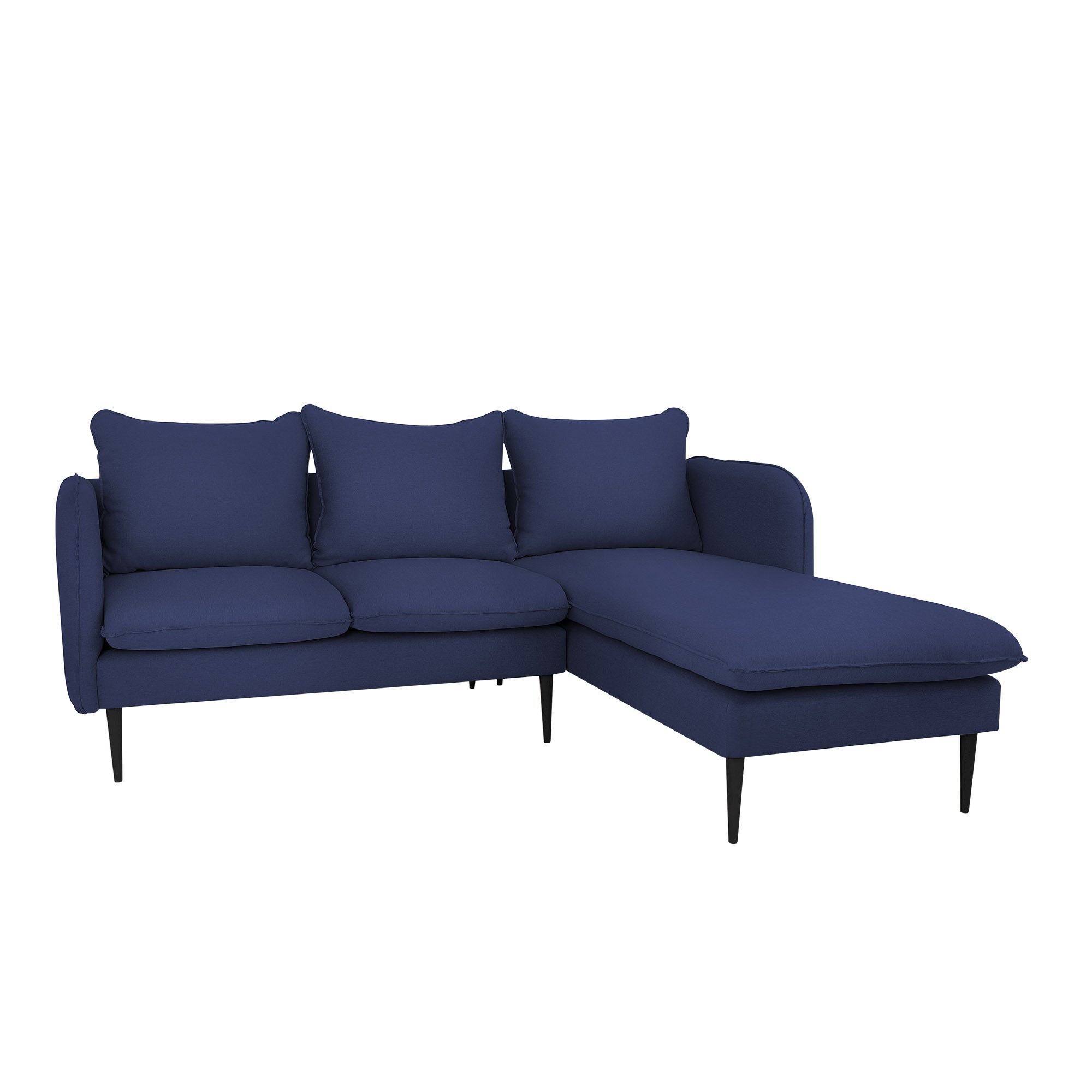 POSH BLACK Corner Sofa Right upholstery colour blue white background