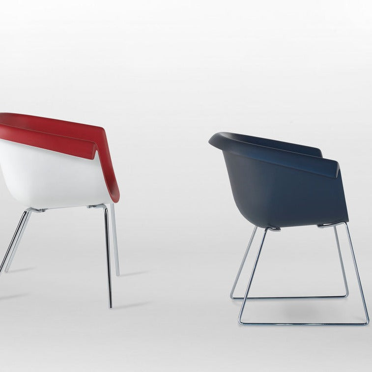 COLLIER Chair white with red and blue side view