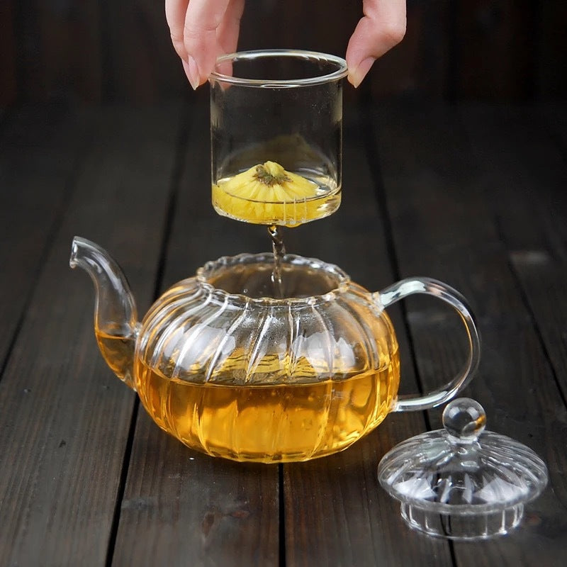 Striped  Glass Teapot with Infuser