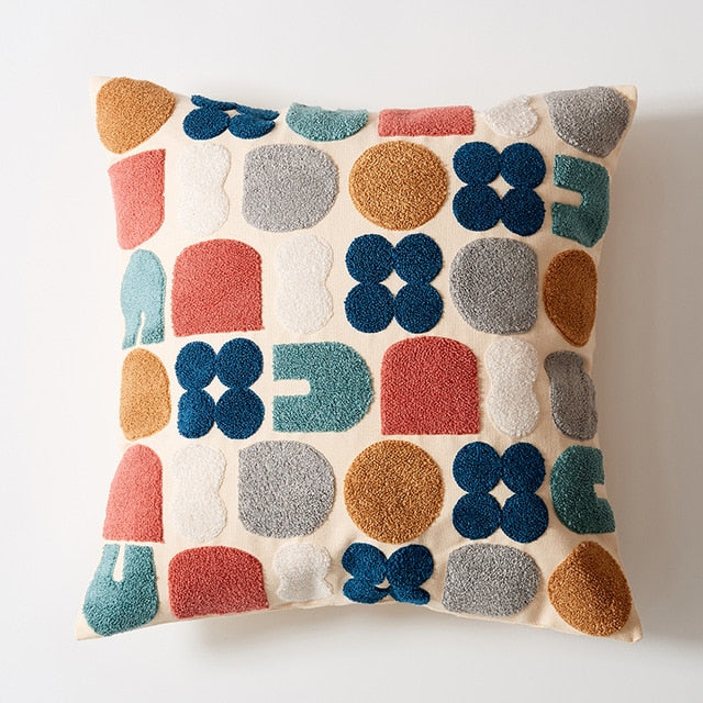 COLOURFUL Cushion Cover Embroidery Plain Style