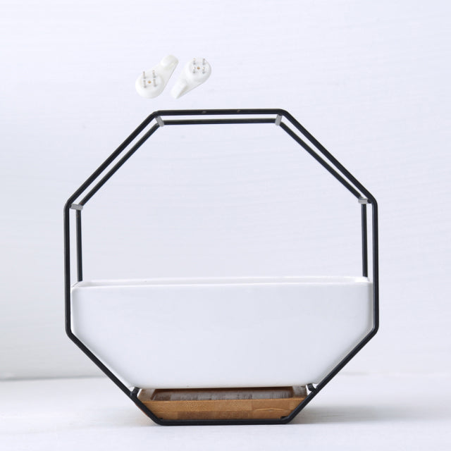 white geometric hanging planter Great Simple Octagonal Geometric Wall Hanging Ceramic Flower Pot
