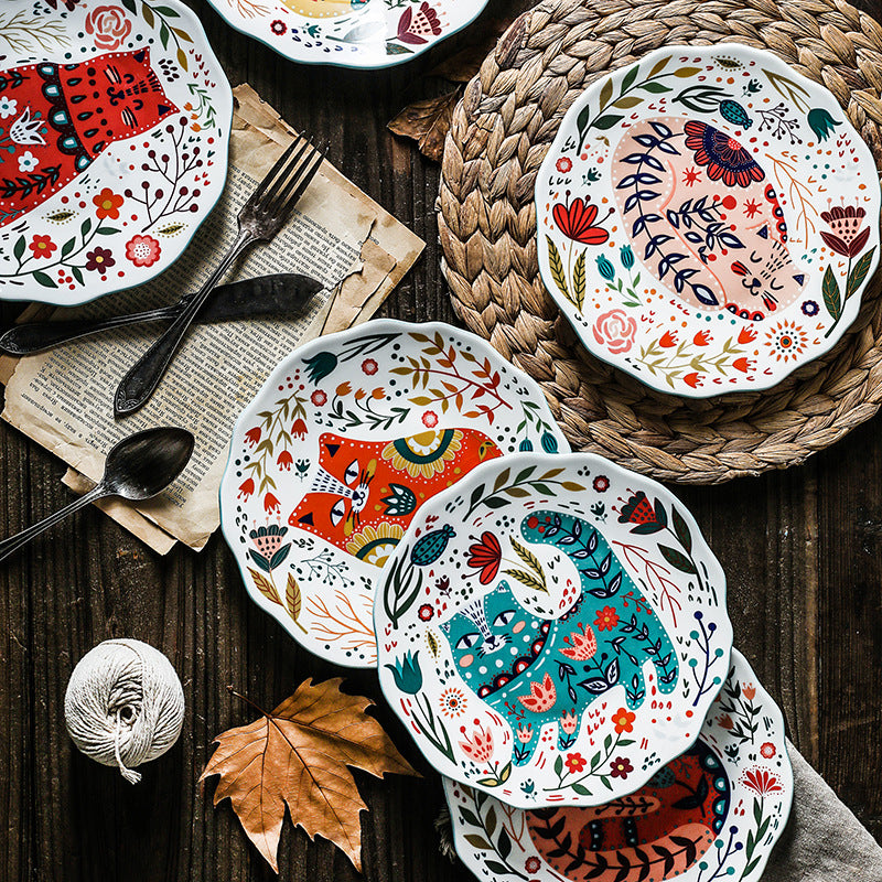 Colorful Cat Dinner Plate