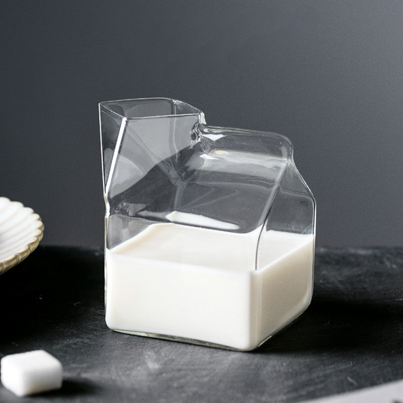 Glass Milk Cup Square Japanese Style