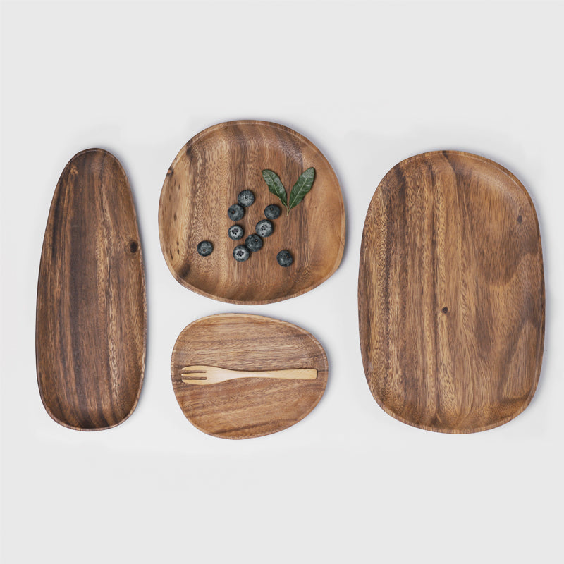 Whole Wood  Acacia Irregular Oval Solid Wood Trays