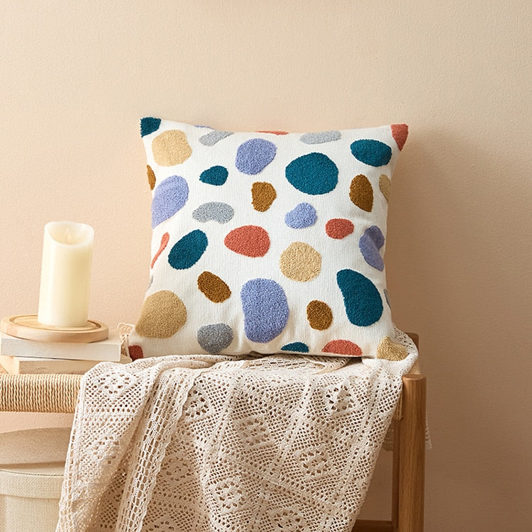 COLOURFUL Cushion Cover Embroidery Plain Style