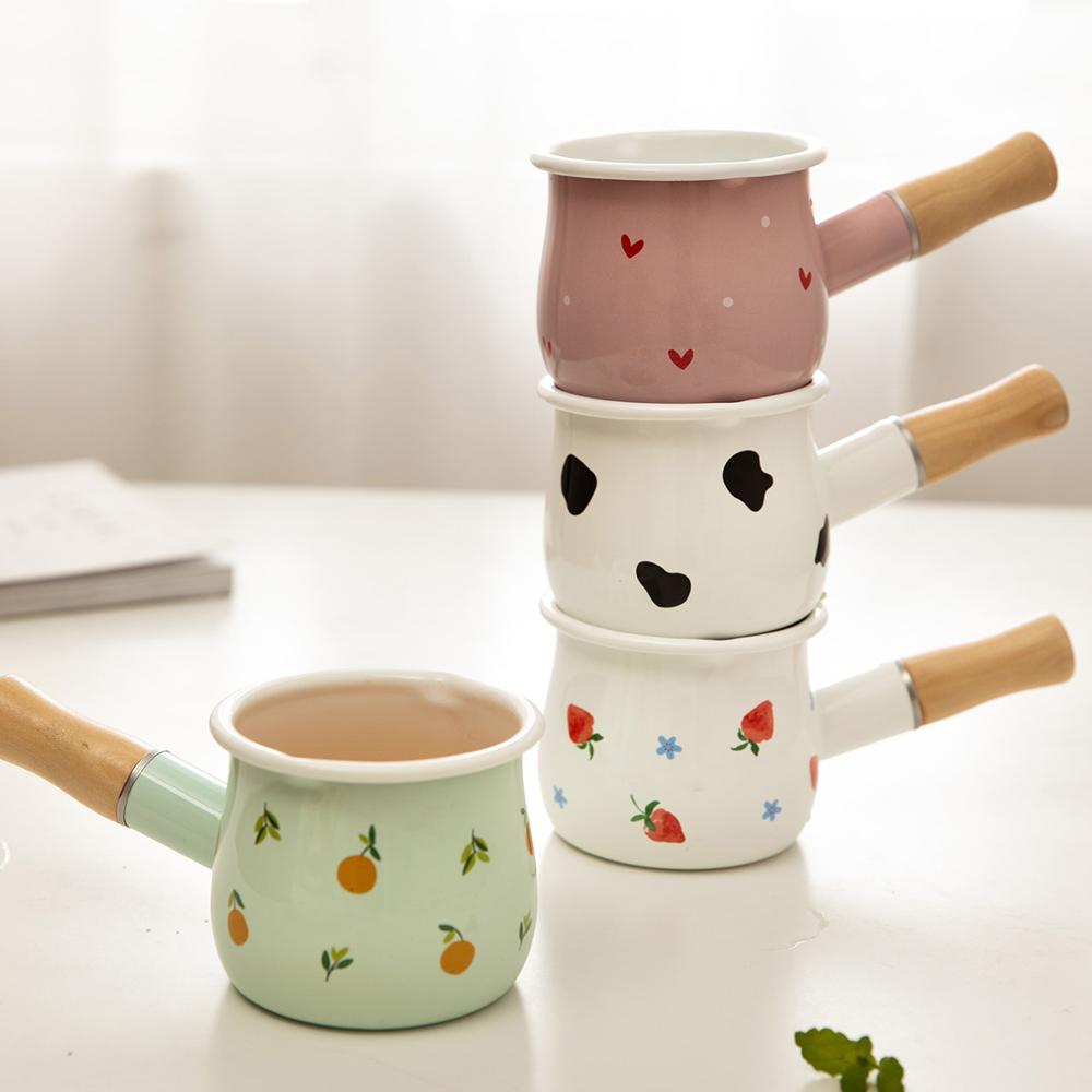 Don't miss out Enamel Milk Pot With Wooden Handle