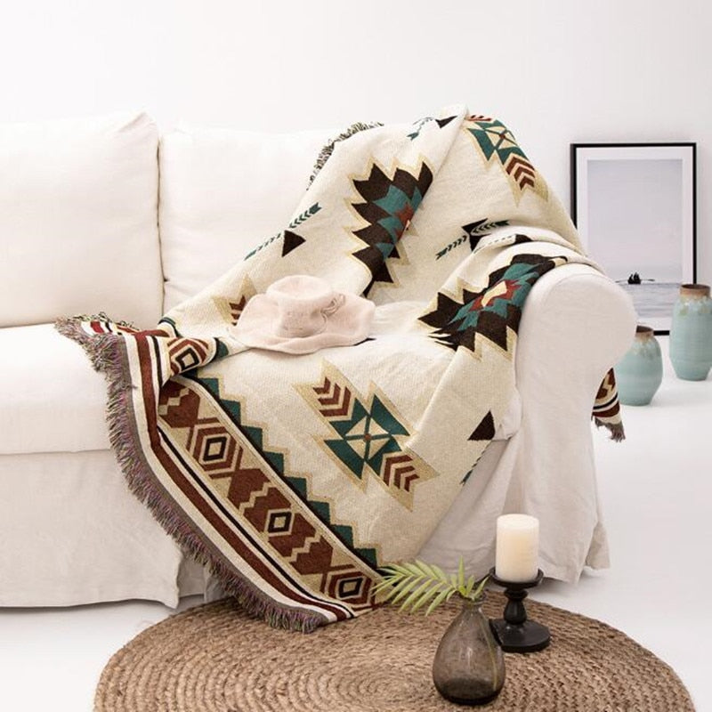 Ethnic Style Geometric Sofa Blanket