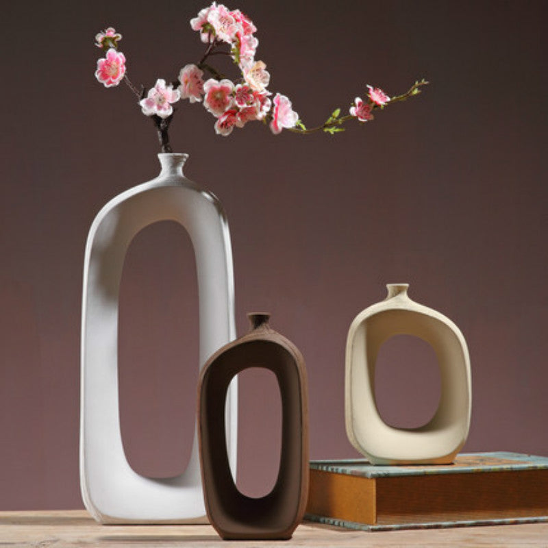 Brushed Ceramic Vintage Vase in Nordic Style