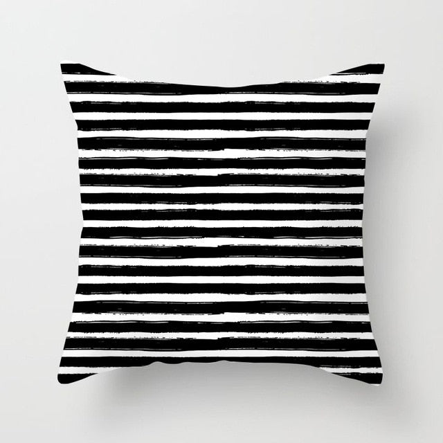 GEOMETRIC Cushion Cover Black and White Print