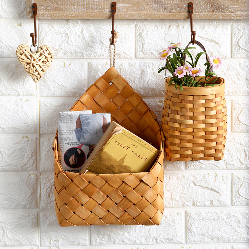 Natural Wicker Wall Hanging Basket
