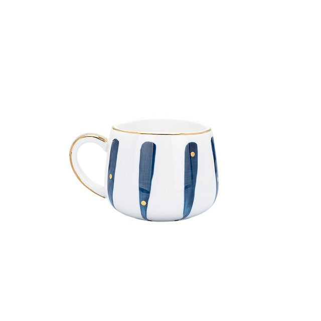 Creative Ceramic Coffee Cup with Points and Stripes Patterns