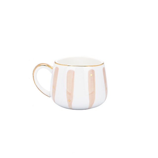Creative Ceramic Coffee Cup with Points and Stripes Patterns