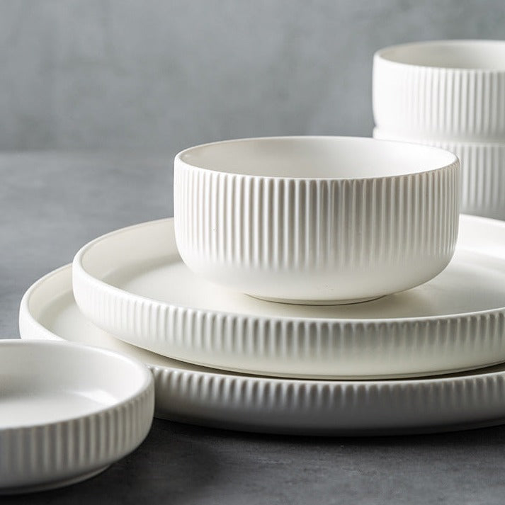 Creative Glazed Ceramics Plates  in Japanese Style Stripe Pattern