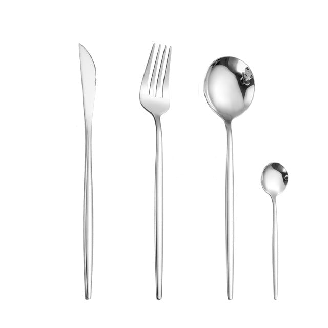 Stainless Steel Cutlery Set Silver Style