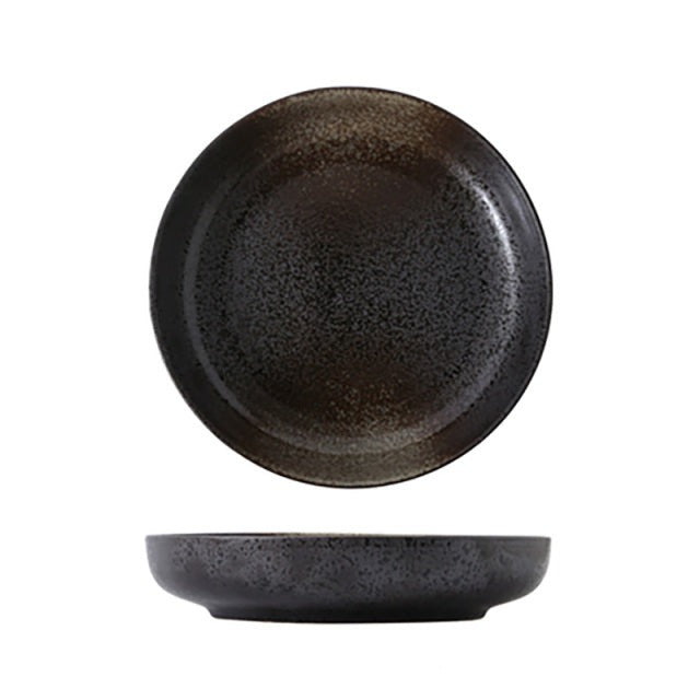 Round Retro Ceramic Plates Japanese Style