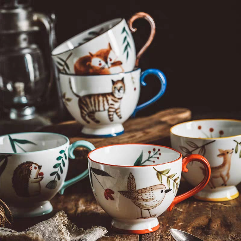 Nordic Style Retro Hand-painted Ceramic Coffee Mugs