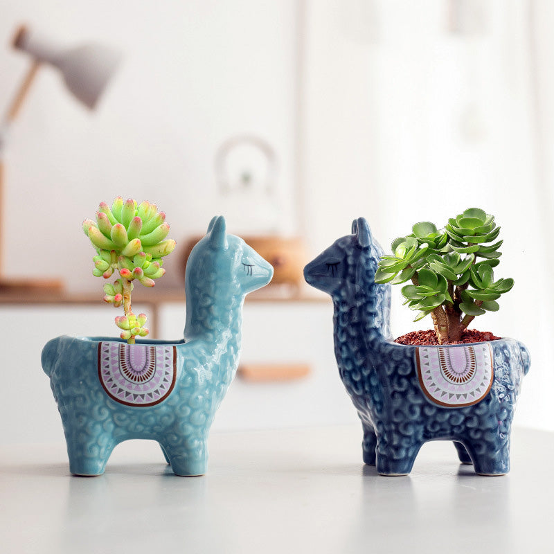 Ceramic Alpaca Flower Pot European Style