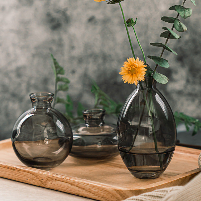 Transparent Glass Classic Mini Vases Set of Three