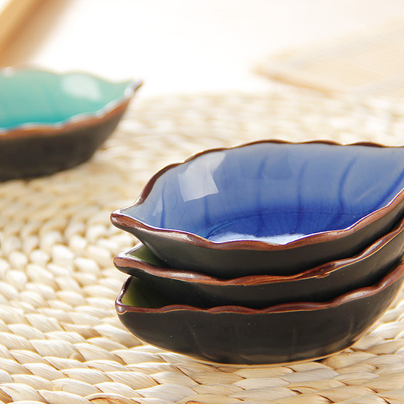 Glazed Ceramic Japanese Leaf  Saucer