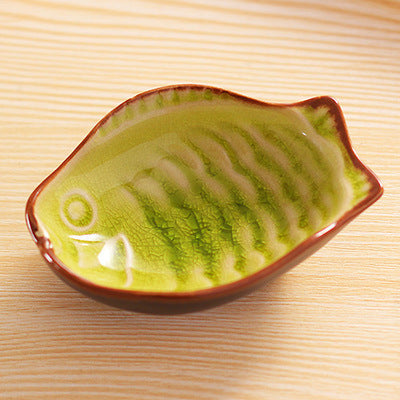 Glazed Ceramic Japanese Leaf  Saucer