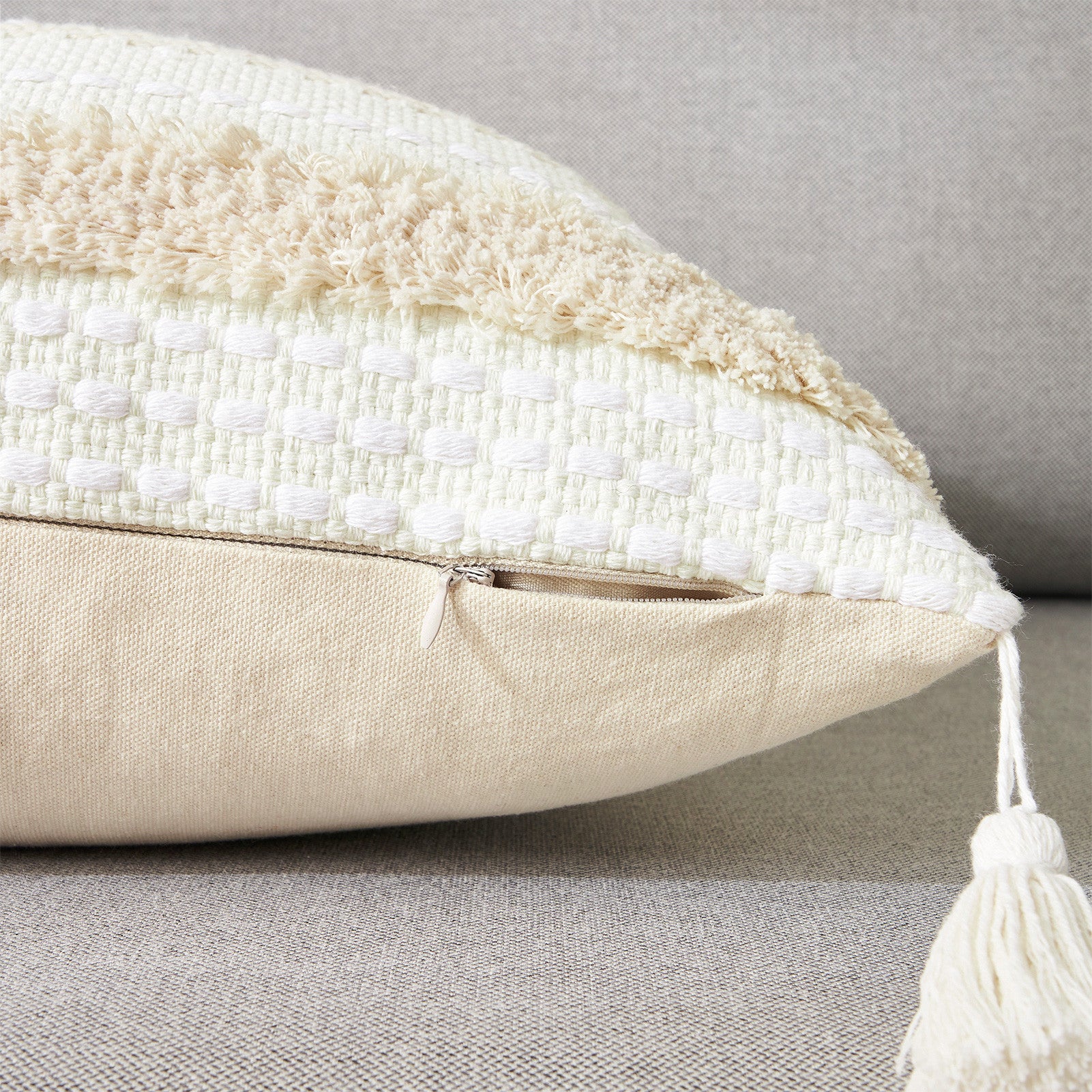COTTON LINEN Cushion Cover With Tassels