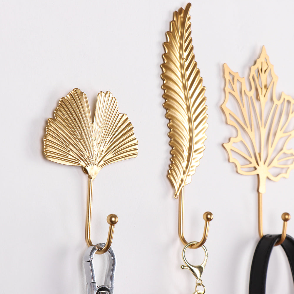 Nordic Style Gold Leaf Shape Iron Hook