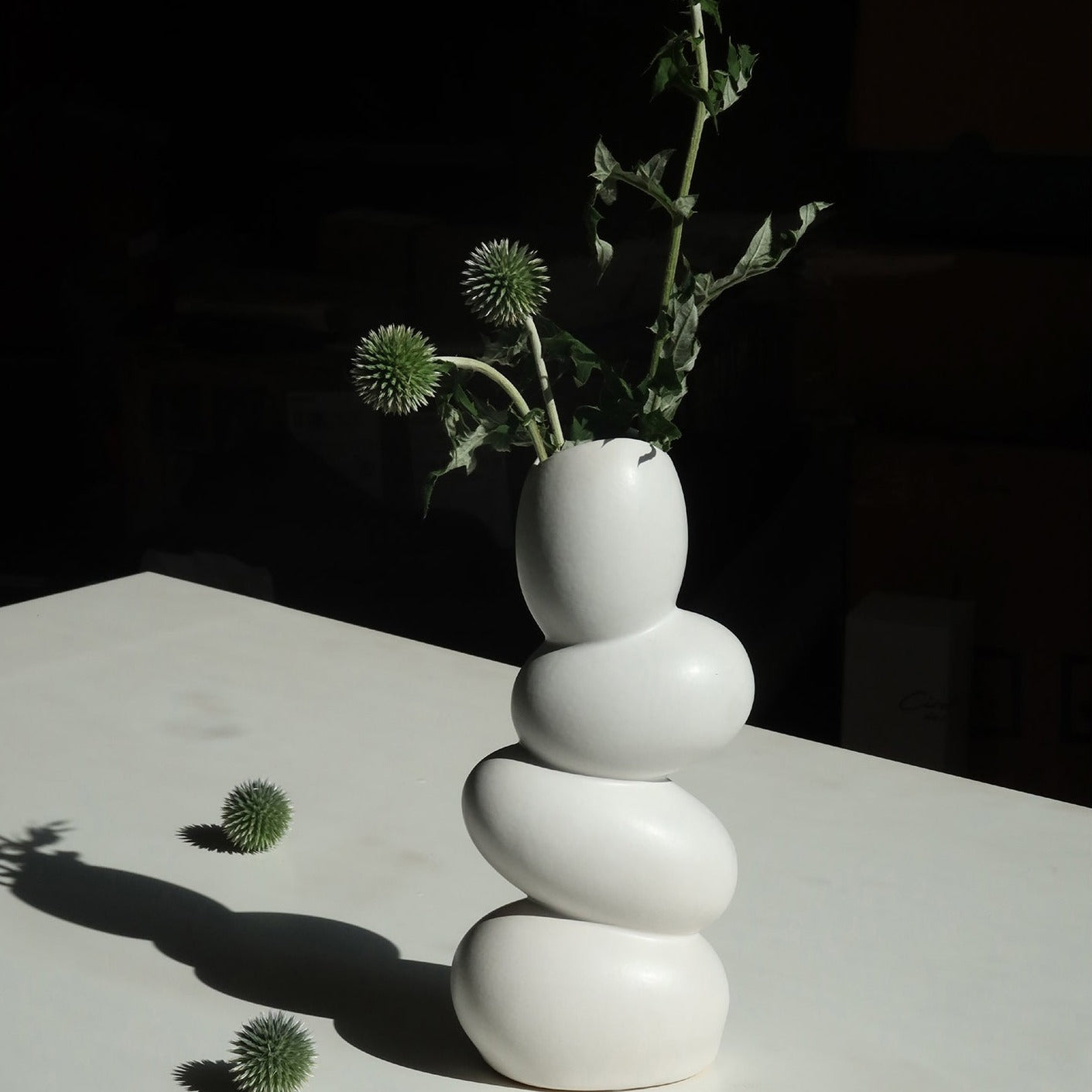 Elegant Matte Ceramic White Egg Shaped Vase