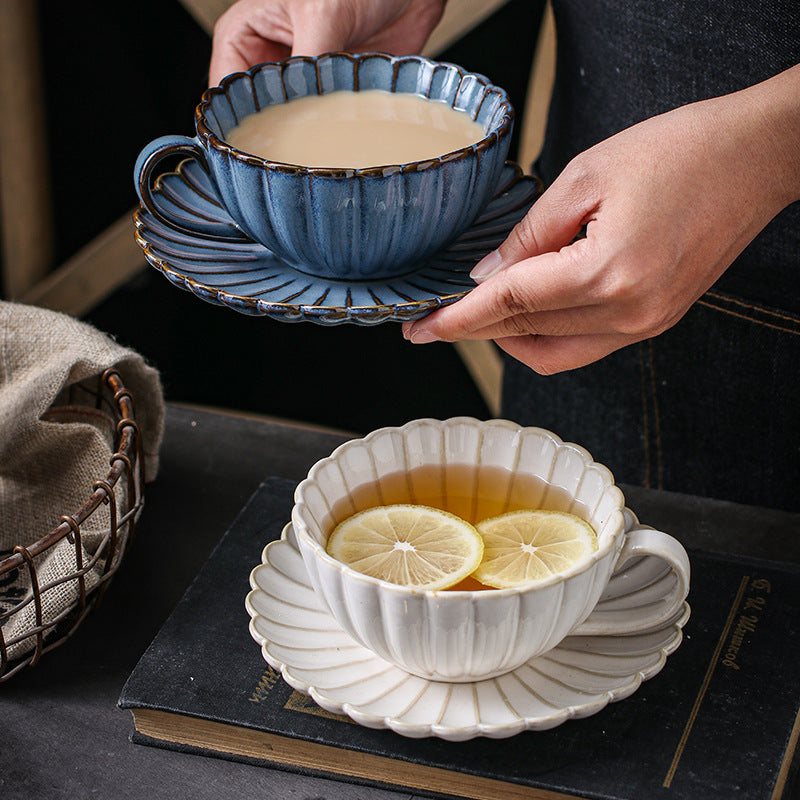 Japanese Ceramic Mug with Chrysanthemum Shaped