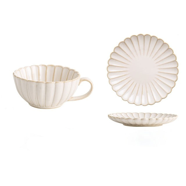 Japanese Ceramic Mug with Chrysanthemum Shaped