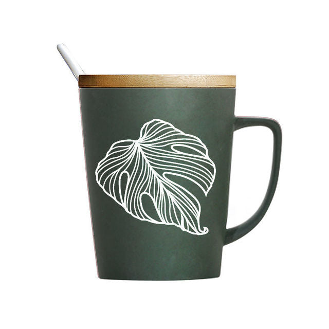 Leaf Pattern Ceramic Coffee Mug