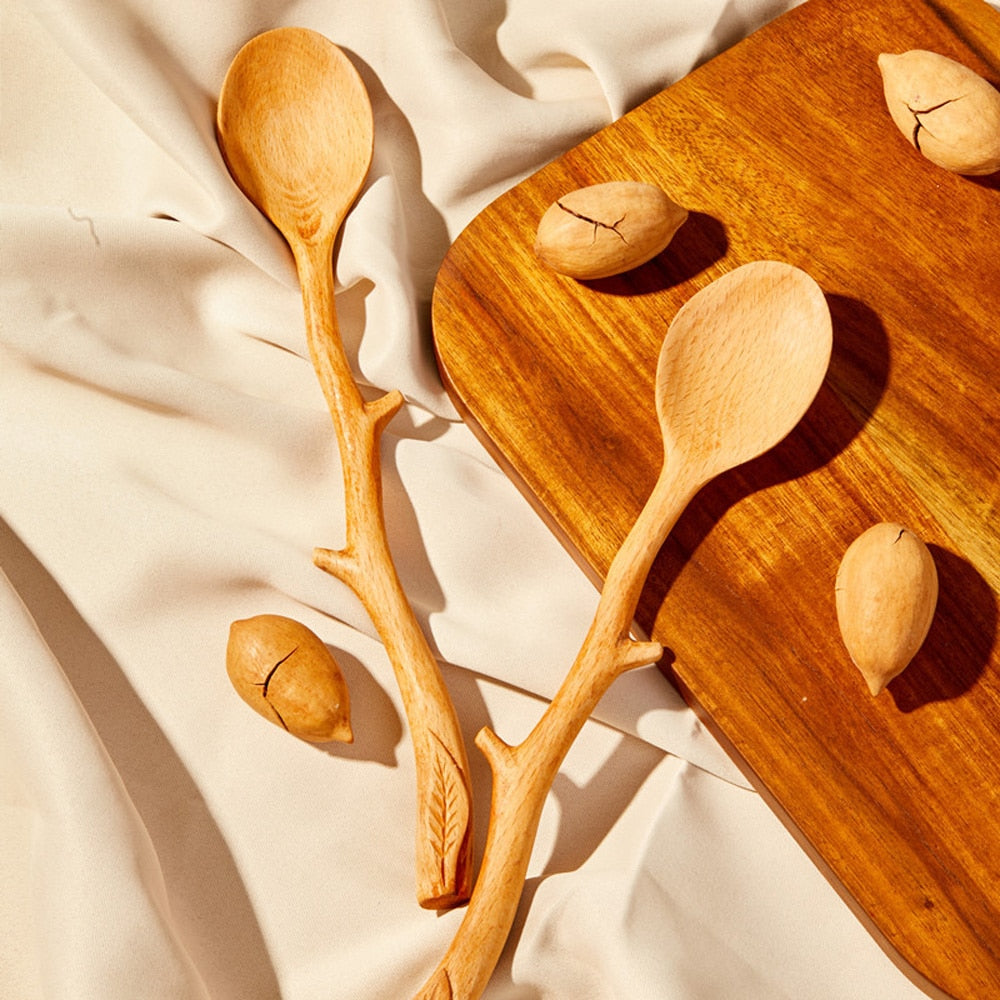 Wooden Beech Spoons Branch Shape