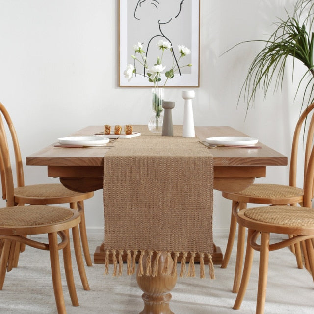 Nordic Style Linen Table Runner Handmade
