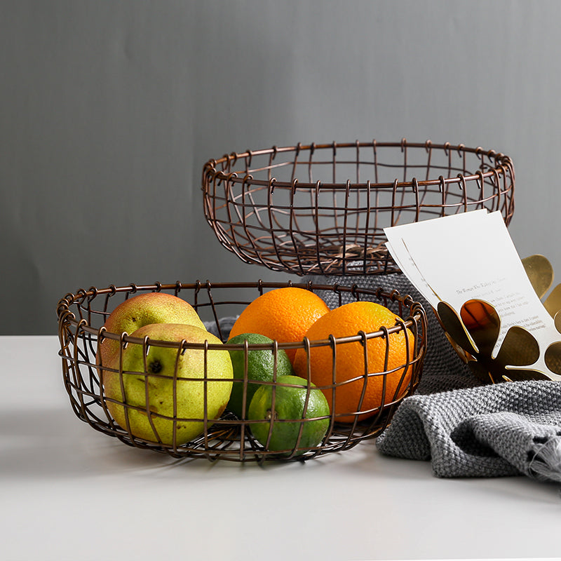 Nordic Retro Bronze Hand-woven Food Storage Basket