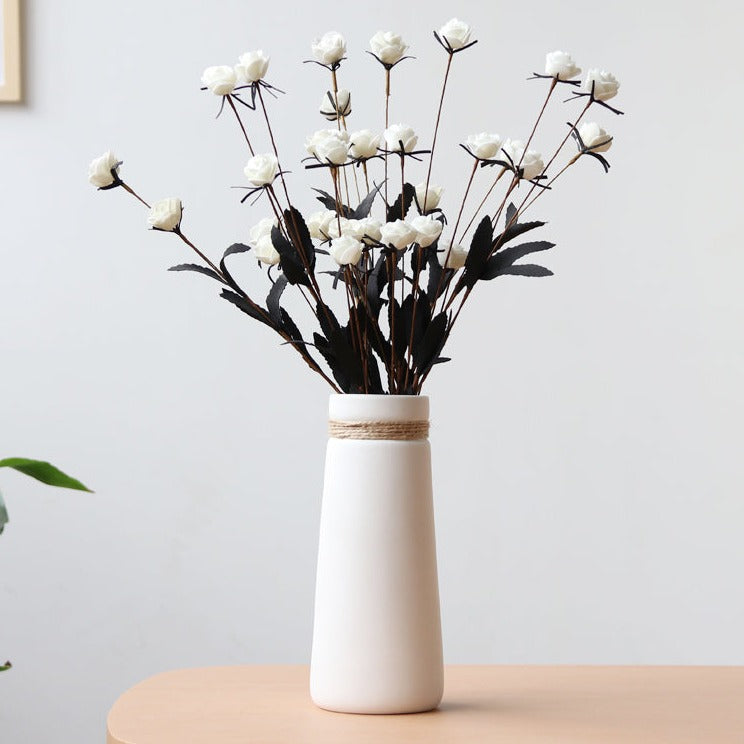 Ceramic Matte Vase with Hemp Rope for Dried Flower