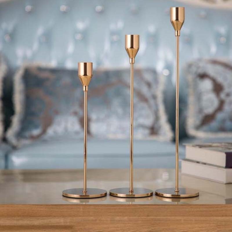 Metal Candle Holders Rose Gold