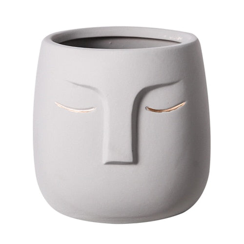 Ceramic Face Head Flower Pot