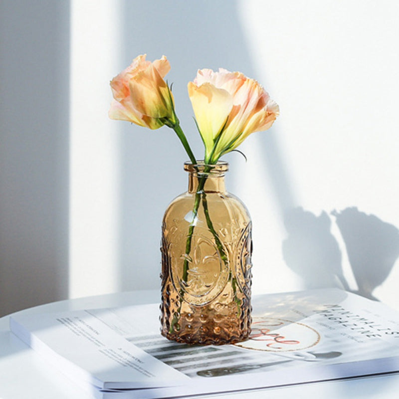 Vintage Carved Glass Flower Vase