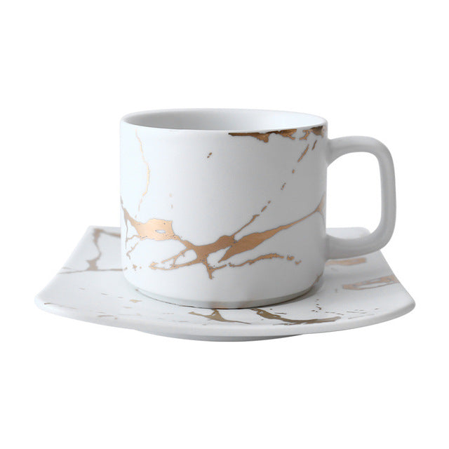 Marble Coffee Cups with Gold Pattern