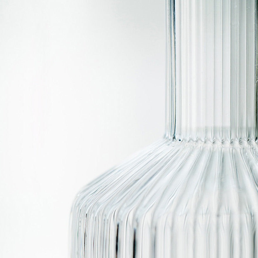 Glass Water Jug with Vertical Pattern