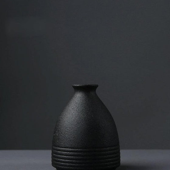 Black Ceramic Small Vase Home Decoration