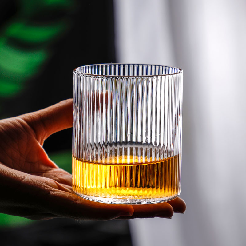 Creative Handmade Glass Cup with Vertical Pattern