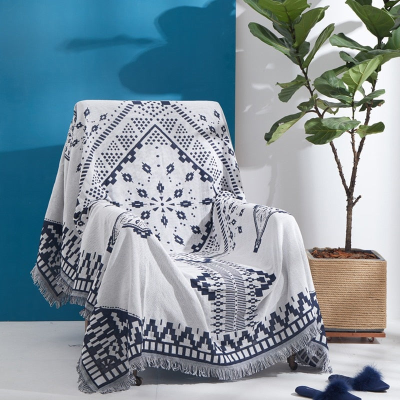 Ethnic Style Geometric Sofa Blanket