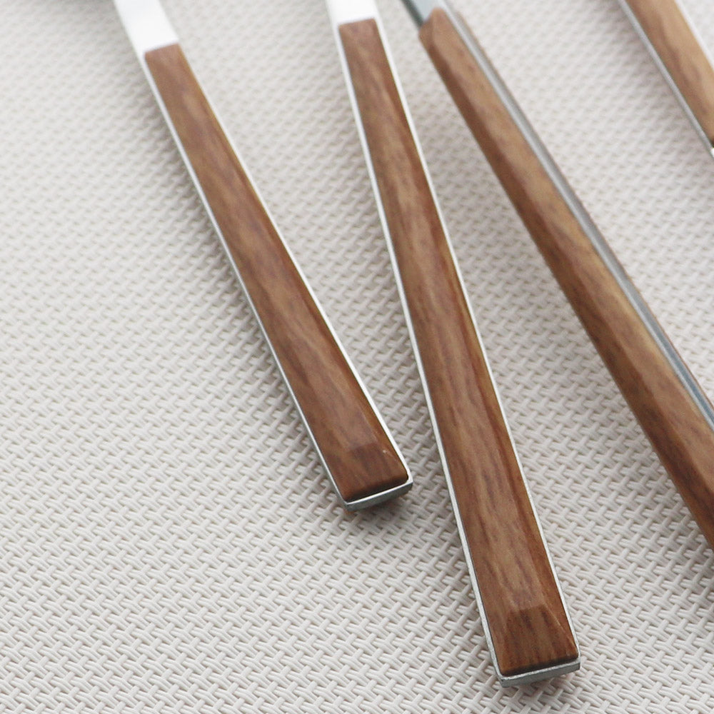 Wood and Marble Handle Cutlery Set Stainless Steel