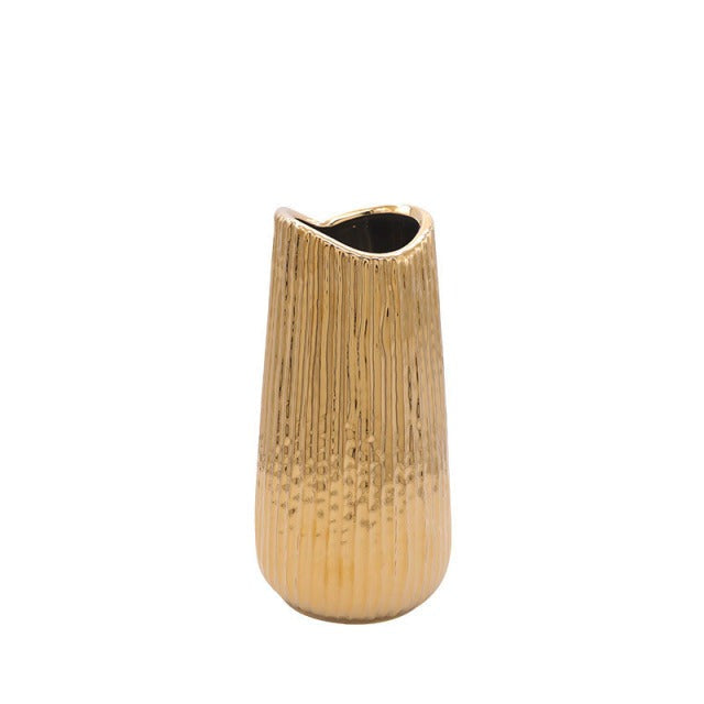 Golden Ceramic Vase for Home Decor