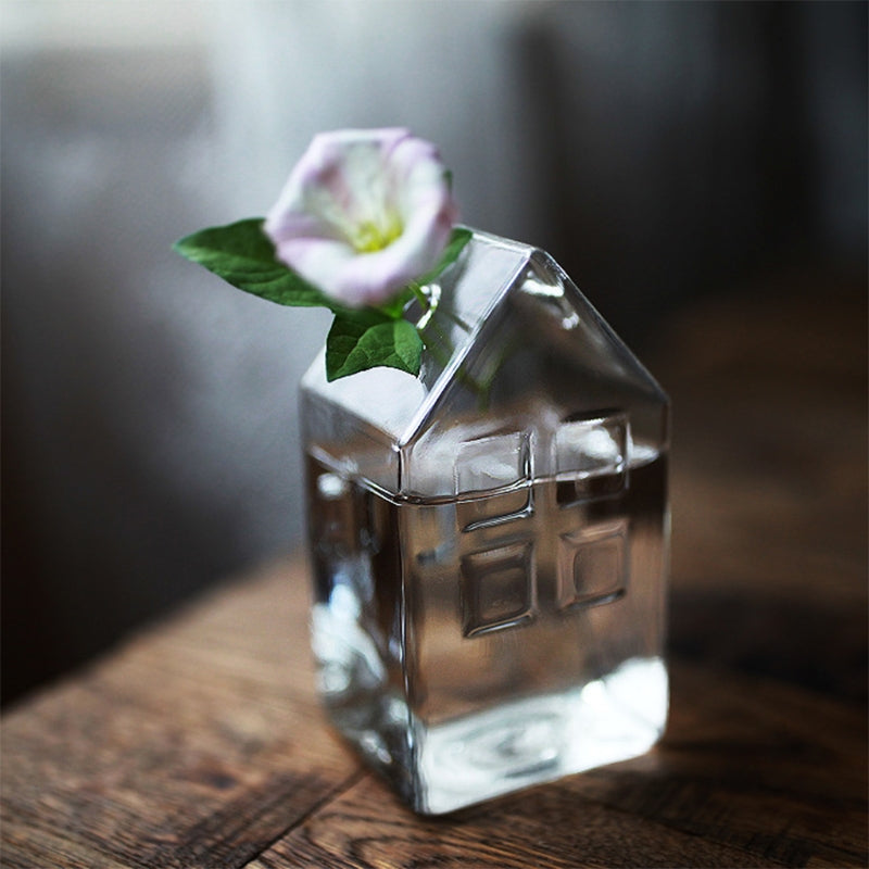 House Shape Glass Vase Flower